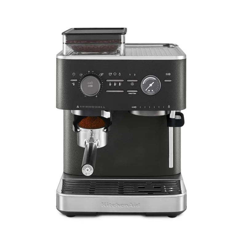 Máquina de café espresso semiautomática con molino de café.