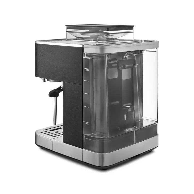 Máquina de café espresso semiautomática con molino de café.