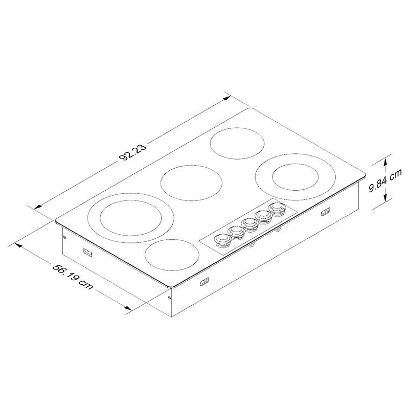 Cubierta Eléctrica Empotrable 92 cm con 5 Quemadores Vitrocerámica