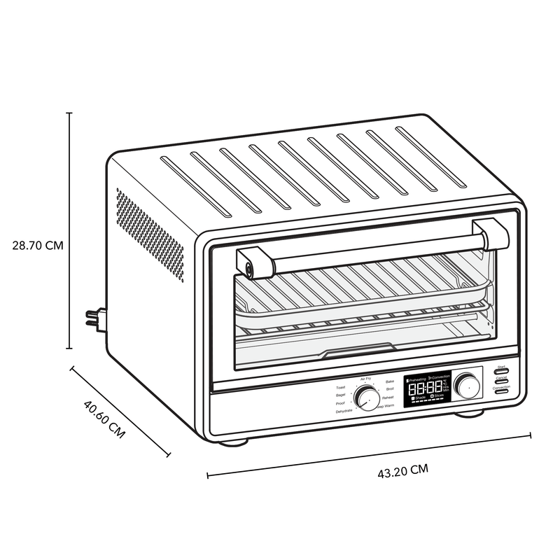 Horno de Mesa Eléctrico con Air Fry 21 L Black Matte