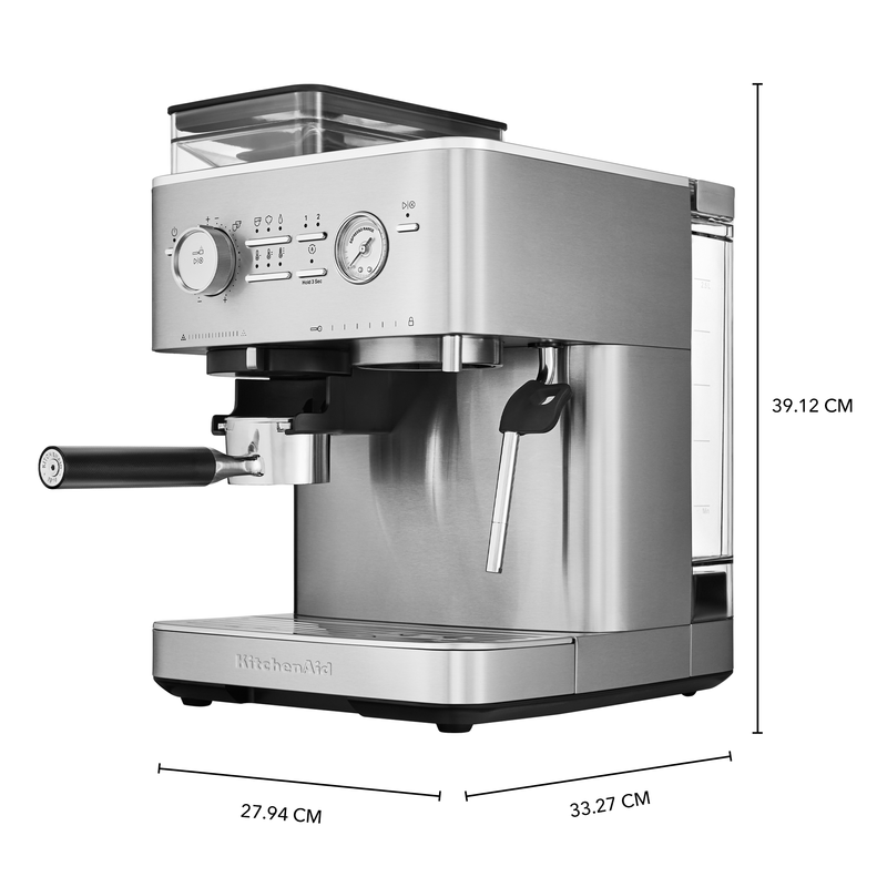 Máquina de café espresso semiautomática con molino de café.