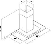 Campana extractora Acero Inoxidable Vidrio 28"