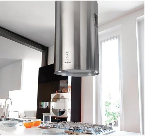 Campana extractora Isla Chimenea Redonda de Acero Inoxidable.