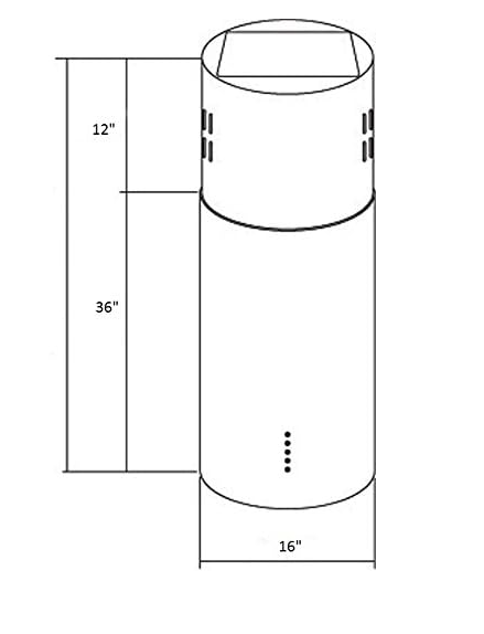 Campana extractora Isla Chimenea Redonda de Acero Inoxidable.