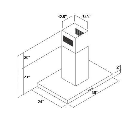 Campana extractora Isla Acero Inoxidable 36"