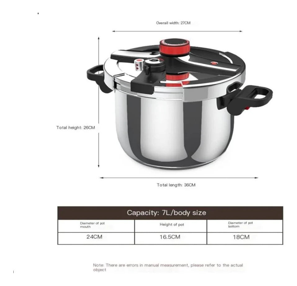 Olla Presión Acero Inoxidable RENAHOUSE 7 Litros Tipo Perilla 304