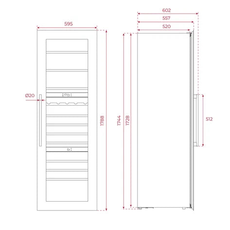 Vinera de encastre con capacidad para 93 botellas