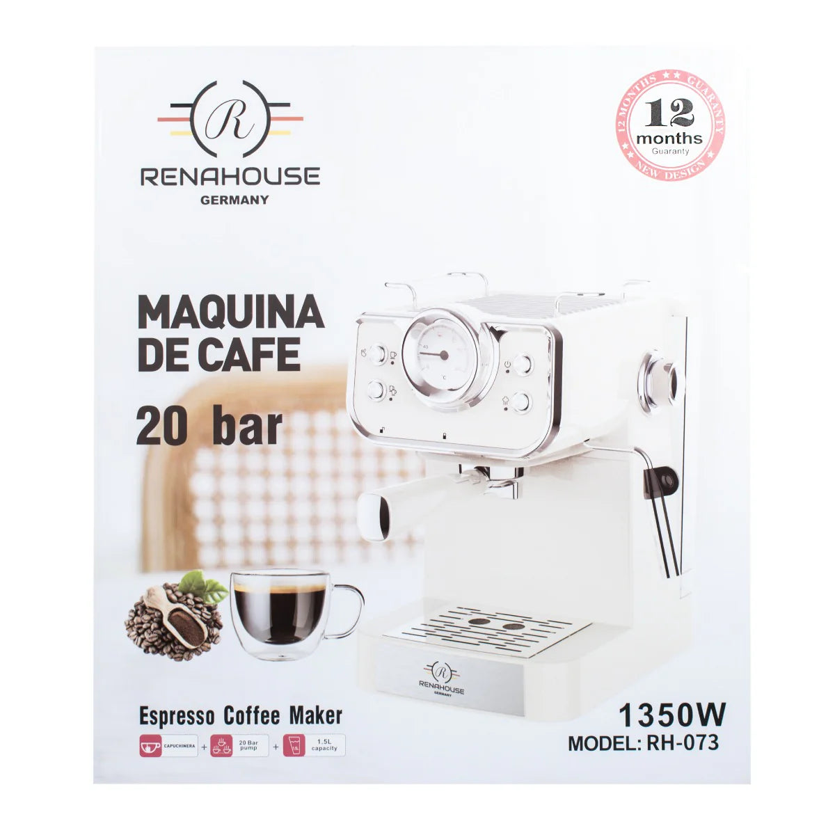 Maquina Para Café Expreso Capuchino 20Bar Renahouse 1,5Litros