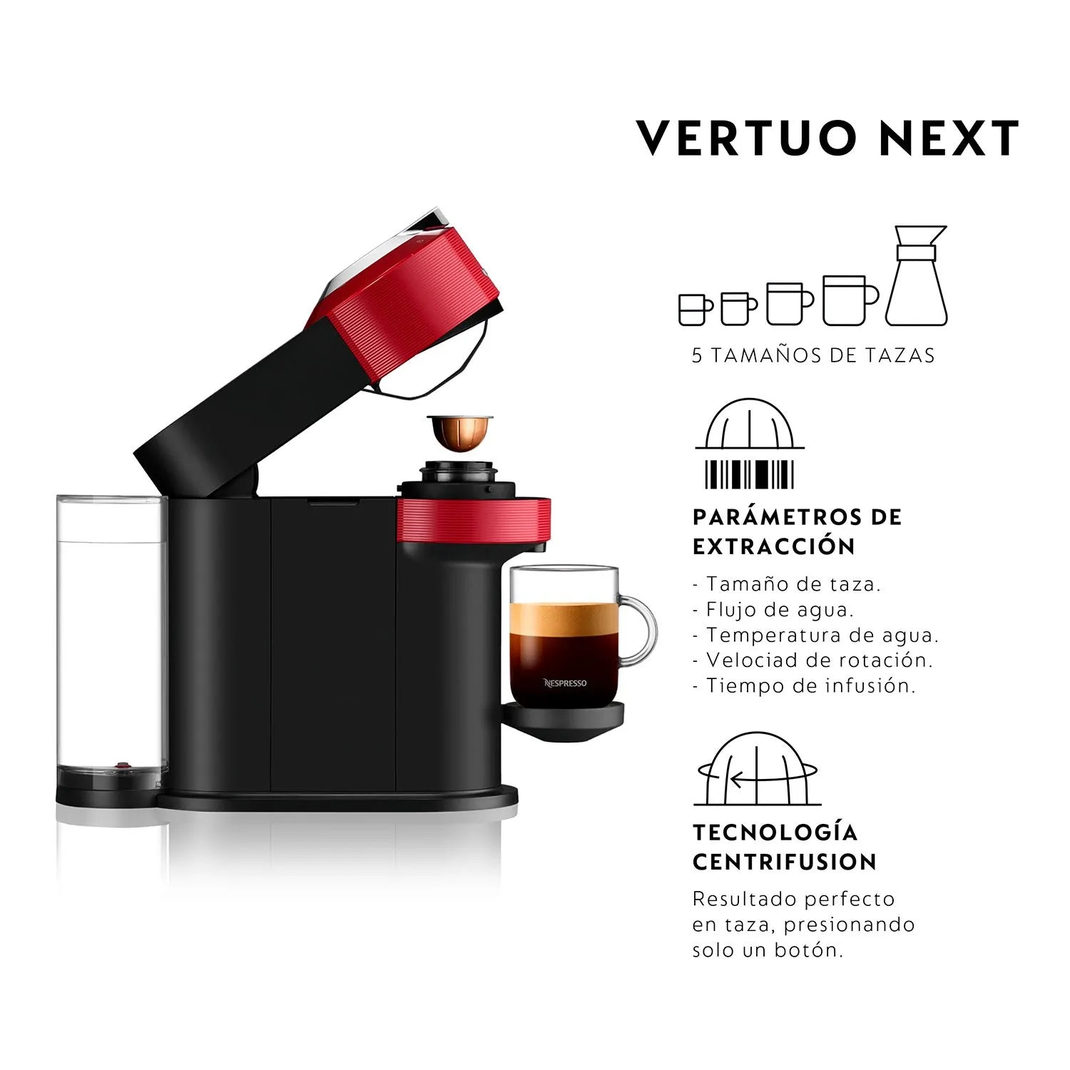 Cafetera con Cápsulas Nespresso Vertuo Next Red